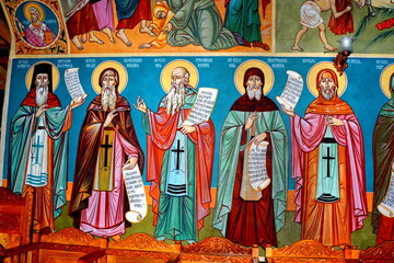 Icons in the orthodox church Pestera, in Bucegi Massif, Transylvania