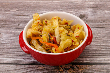 Spicy pickled cabbage with carrot