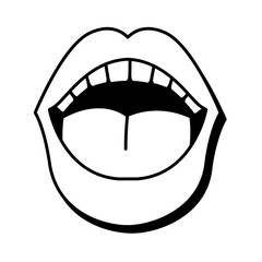 Pop art mouth with tongue and teethline style