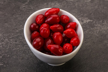 Sweet and ripe cornel berries
