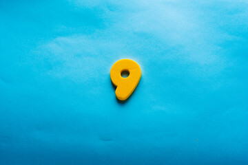 9 years old celebrating classic logo. Colored happy anniversary 9 th template yellow numbers....