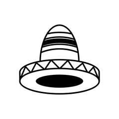 traditional mexican hat line style icon