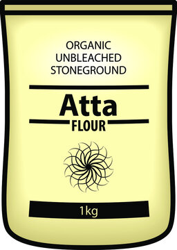 A Pack Of Organic, Unbleached, Stone Ground Atta Flour.