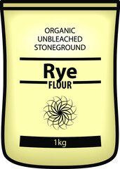 Naklejka premium A pack of organic, unbleached, stone ground rye flour.