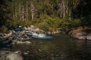 River and rapids of Smith River California on a hot summer day