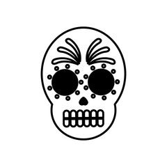 traditional mexican skull head line style icon
