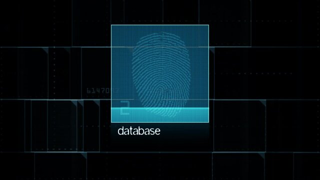 Finger scan display random and description data random on grid background with 3d rendering futuristic.