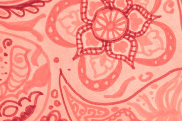Red Moroccan Floral Pattern. Wallpaper Design. 