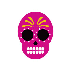 traditional mexican skull head flat style icon