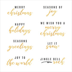 Happy Holidays, Merry Christmas, Seasons Greetings, Joy To The World Vector Text Icon Illustration Background for flyers, post cards, greeting cards, scrapbooks, web