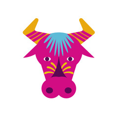 head cow dia de los muertos decoration flat style icon