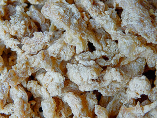 Beautiful golden soya meat from close up