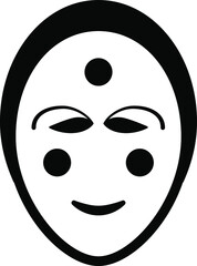 Black and white drawing of a mask - korean woman.