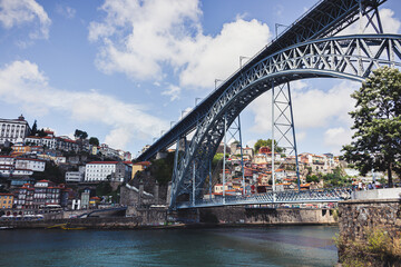 Naklejka premium Dom Luis Bridge connects Vila Nova de Gaia to Porto, it is a historic bridge, Portugal