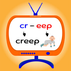 consonant blend, education for kids, vector