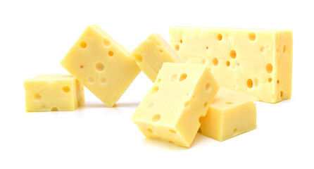 piece of cheese isolated on a white background