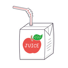 Juice box with straw cartoon isolated