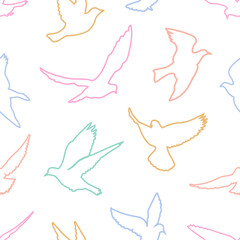 Birds silhouettes - flying seamless pattern