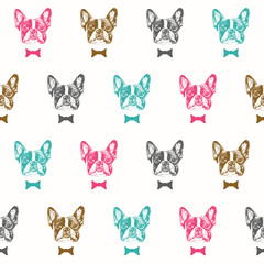 French bulldog seamless pattern.