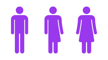 Set of purple male, non binary, gender neutral, female symbols