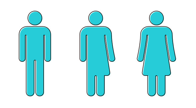 Set of blue male, non binary, gender neutral, female symbols