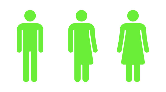 Set of green male, non binary, gender neutral, female symbols