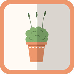 Vector green flat plant in the pot. Simple floral icon with shadow. Cartoon gardening decorative element for design, game, concepts.