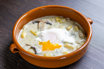dill soup with poached egg