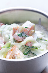 tomato and cucumber salad with cream dressing