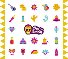 bundle of twenty two dia de los muertos set icons