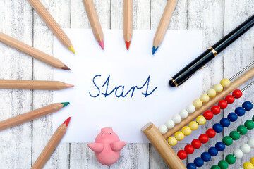 Schul-Konzept und Template. Papier mit Handschrift 