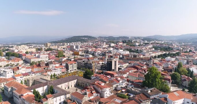 The beautiful city if Braga Portugal on a summer day - Aerial