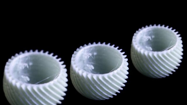 Satisfying timelapse of 3D printing plastic pieces with spiral shape
