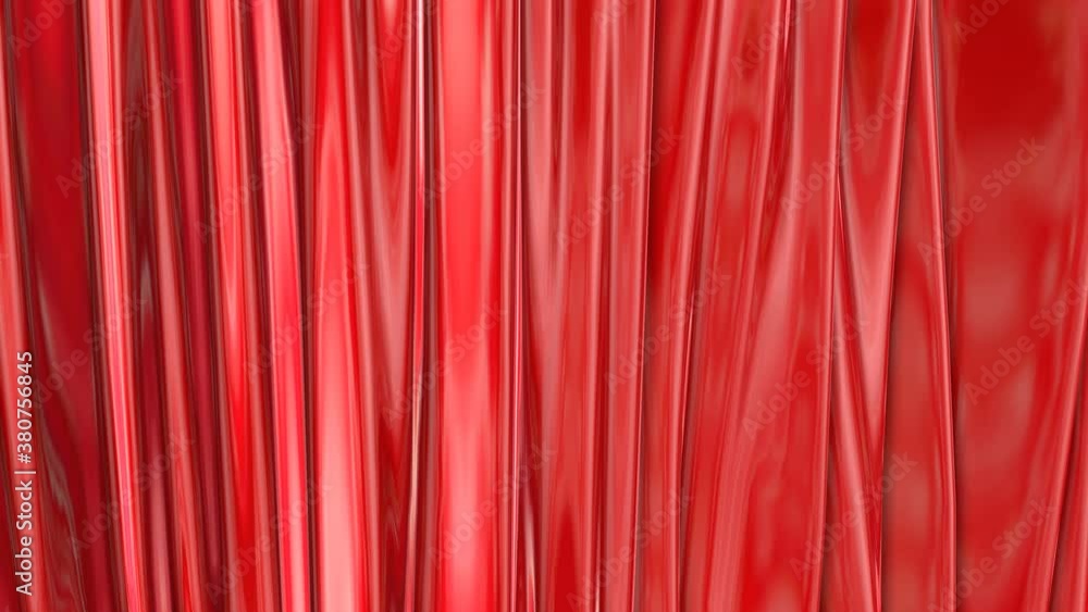 Poster the red glossy film is slowly deformed. abstract three-dimensional background with waves. 3d render