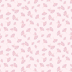 Vector floral seamless pattern. Abstract background with simple small scattered flowers. Liberty style wallpapers. Elegant ditsy texture. Subtle pink ornament. Repeat design for decor, textile, print