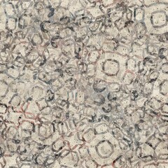 Fototapeta premium Chic formal grungy geometric shapes texture seamless pattern. High quality illustration. Strange abstract geo design in a trendy posh exotic style. Grainy fabric texture overlay.
