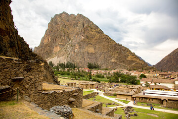Pilcohuasi, Peru - 10/30/15:  Looking down at the village of Pilcohuasi, peru, from the Inca archaeological site of Ollantaytambo