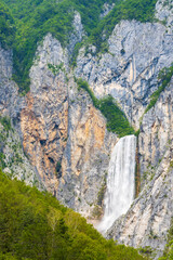 Waterfall Boka near Soca river in Slovenia