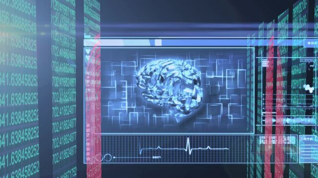Human brain spinning against cyber security data processing