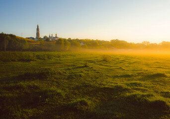 Fototapeta premium sunset over the river