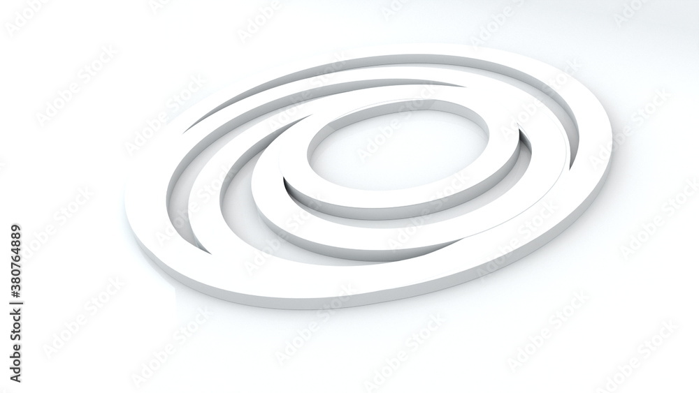 Poster 3d rendering of abstract rings inside each other. geometric circles shapes with rotating effect, com