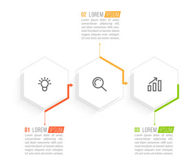 Minimal Business Infographics template. Timeline with 3 steps, options and marketing icons .Vector linear infographic with three conected elements. Can be use for presentation.