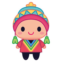 Isolated man peru culture tradition icon- Vector