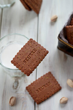 Chocolate and pistachio petit beurre