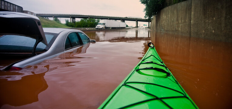Kayaking on a Flooded Interstate