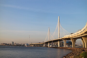 Big white bridge over the river