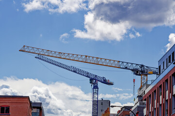 Montreal construction cranes in action
