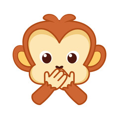 Isolated laugh emoji funny orangutan icon - Vector
