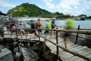 Crowded Board Walk on Nang Yuan Island, Thailand