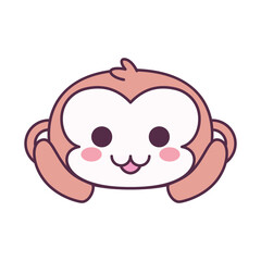 Isolated surprised emoji monkey baby funny icon - Vector